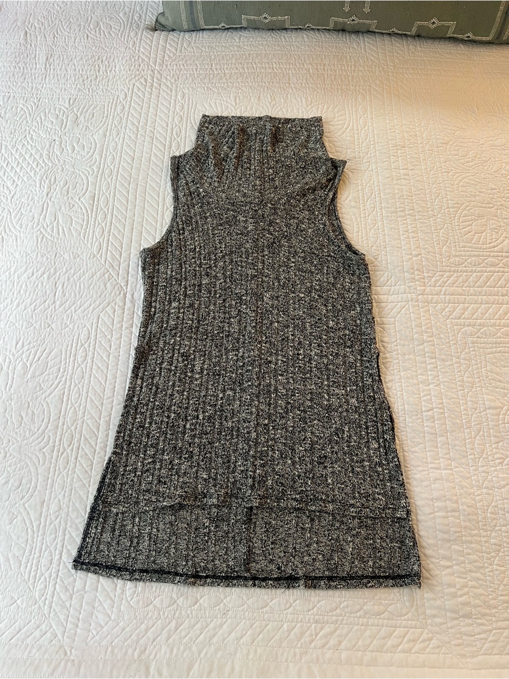 Sleeveless Heather Gray Turtleneck Knit Dress